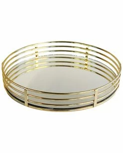 Jay Imports Jay Import 15in Circle Gold Mirror Tray Home