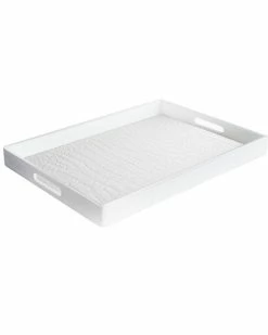 Jay Imports Jay Import 19in White Leather Tray Home
