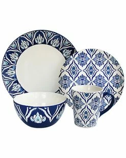 Jay Imports American Atelier Pirouette Blue/White 16pc Dinnerware Set Home