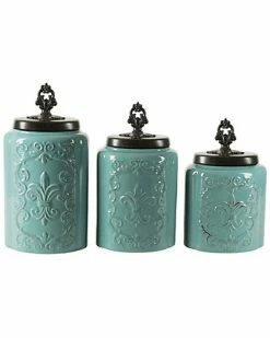 Jay Imports Jay Import Blue Antique Set Of 3 Canisters Home