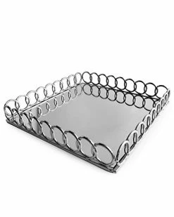 Jay Imports Looped Square Silver 15in Tray Home