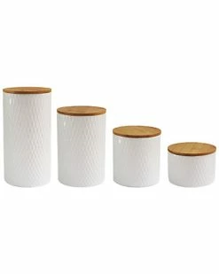Jay Imports Jay Import Diamond Embossed White 4pc Canister Set Home