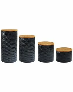 Jay Imports Jay Import Diamond Embossed Navy 4pc Canister Set Home