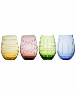 Jay Imports Jay Import Medallion Colors Set Of 4 Stemless Glasses Home