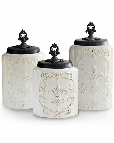 Jay Imports American Atelier White Antique 3pc Canister Set Home