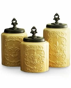 Jay Imports American Atelier Cream Antique 3pc Canister Set Home