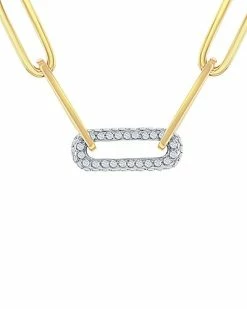 Nephora 14K Two-Tone 0.24 Ct. Tw. Diamond Paperclip Necklace Women