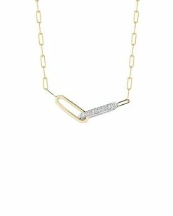 Nephora 14K Two-Tone 0.24 Ct. Tw. Diamond Paperclip Necklace Women