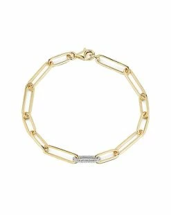 Nephora 14K Two-Tone 0.24 Ct. Tw. Diamond Paperclip Bracelet Women