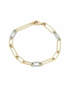 Nephora 14K Two-Tone 0.72 Ct. Tw. Diamond Paperclip Bracelet Women