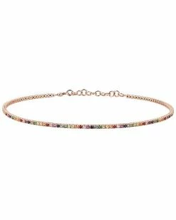 Nephora 14K Rose Gold 3.71 Ct. Tw. Rainbow Sapphires Choker Necklace Women